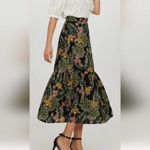 Suzy Shier Black Floral Maxi Skirt